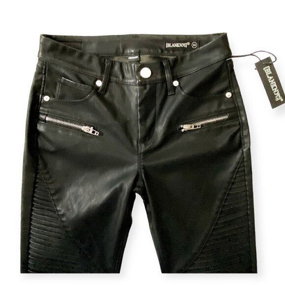 BLANKNYC Black Vegan Leather Moto Pants, size 24, new with tag - Picture 6 of 15